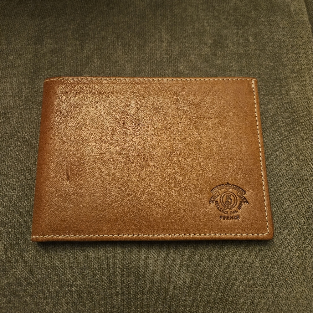 Bojola Bifold Italian Leather Wallet Mens Brown Firenze